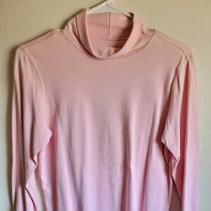 Lands'end Polo Long Sleeve Shirt Woman Size Small Cotton Round Neck Pink